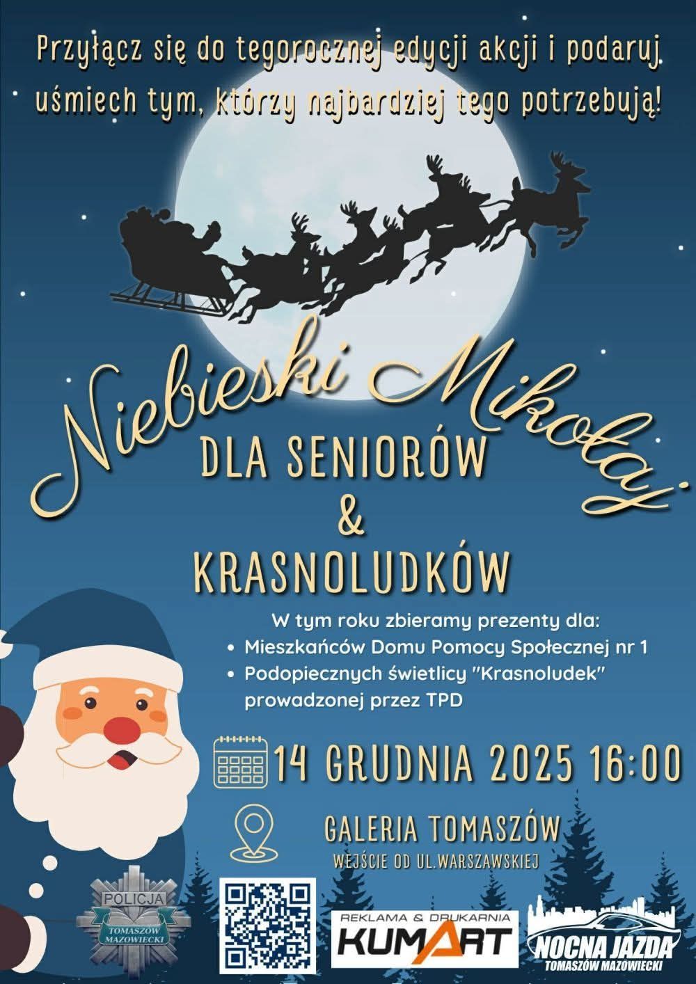 Plakat informacyjny - „Niebieski Mikołaj dla Seniorów & Krasnoludków”
