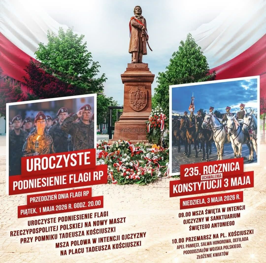 Plakat - majowe uroczystości patriotyczno-religijne