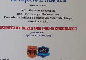 Konkurs „Bezpieczny uczestnik ruchu drogowego” - dyplom