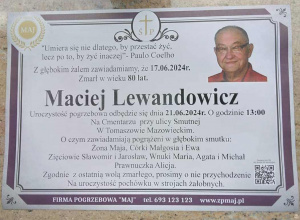 Żegnamy Pana Macieja Lewandowicza