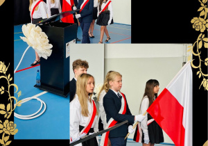 Uroczystość zakończenia roku szkolnego klas 8 - poczet flagowy