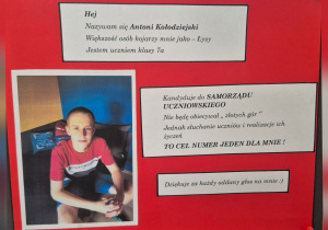 Plakat wyborczy kandydata do Samorządu Uczniowskiego na rok szkolny 2025/2026