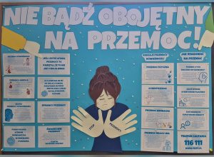 Plakat poświęcony tematyce przemocy rówieśniczej