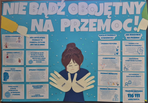 Plakat poświęcony tematyce przemocy rówieśniczej