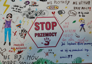 Plakat poświęcony tematyce przemocy rówieśniczej