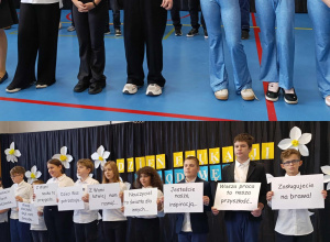 Uczniowie podczas występu z okazji Dnia Edukacji Narodowej.