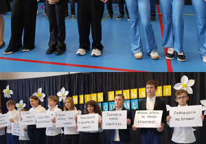 Uczniowie podczas występu z okazji Dnia Edukacji Narodowej.
