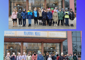 Uczniowie klas IIa i IIIb przed Teatrem Muzycznym w Łodzi.