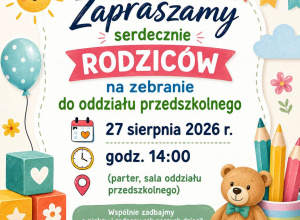 Ogłoszenie o zebraniu z Rodzicami przedszkolaków