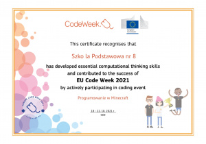 Certyfikat uczestnictwa w Codeweek 2021