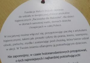 Ulotka informacyjna - Paczuszka dla Maluszka