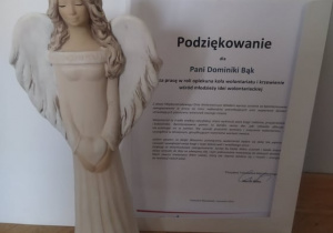 Podziękowanie dla pani Dominiki Bąk - opiekuna Szkolnego Koła Wolontariusza